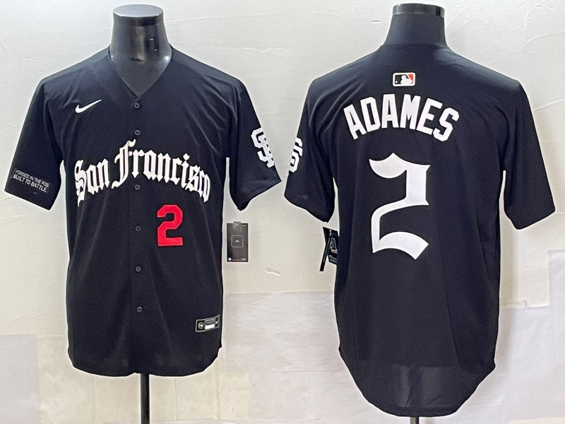 Men 2025 San Francisco Giants #2 Adames Black Five generations Joint Name Nike MLB Jersey style 2->san francisco giants->MLB Jersey